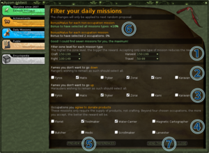 Daily missions filter settings