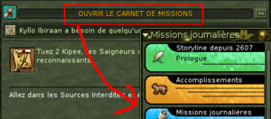 Opening Daily missions interface